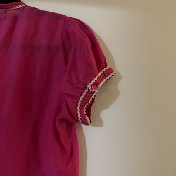 " MM Couture" Women's Medium Pink Button Up Blouse 35% Silk - Picture 8 of 9